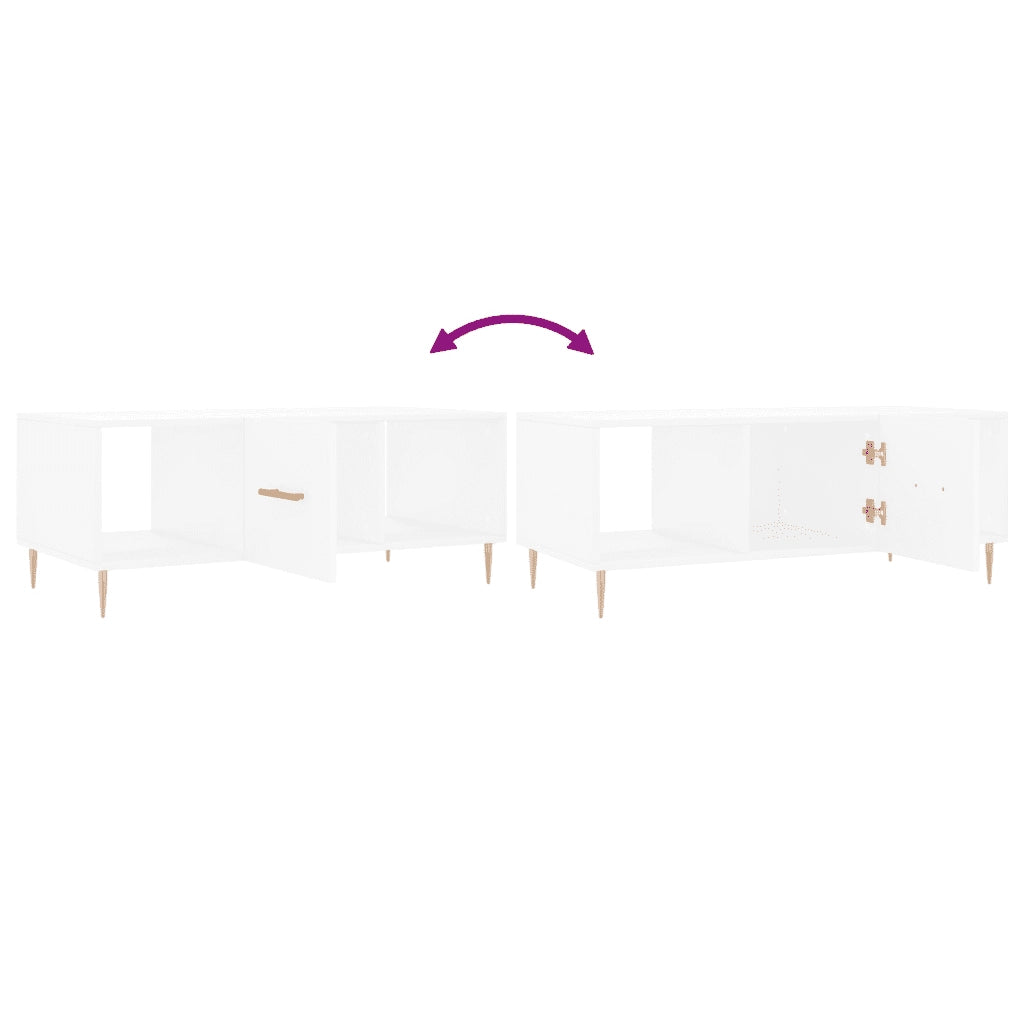 Tavolino da Salotto Bianco 102x50x40 cm in Legno Multistrato 829284