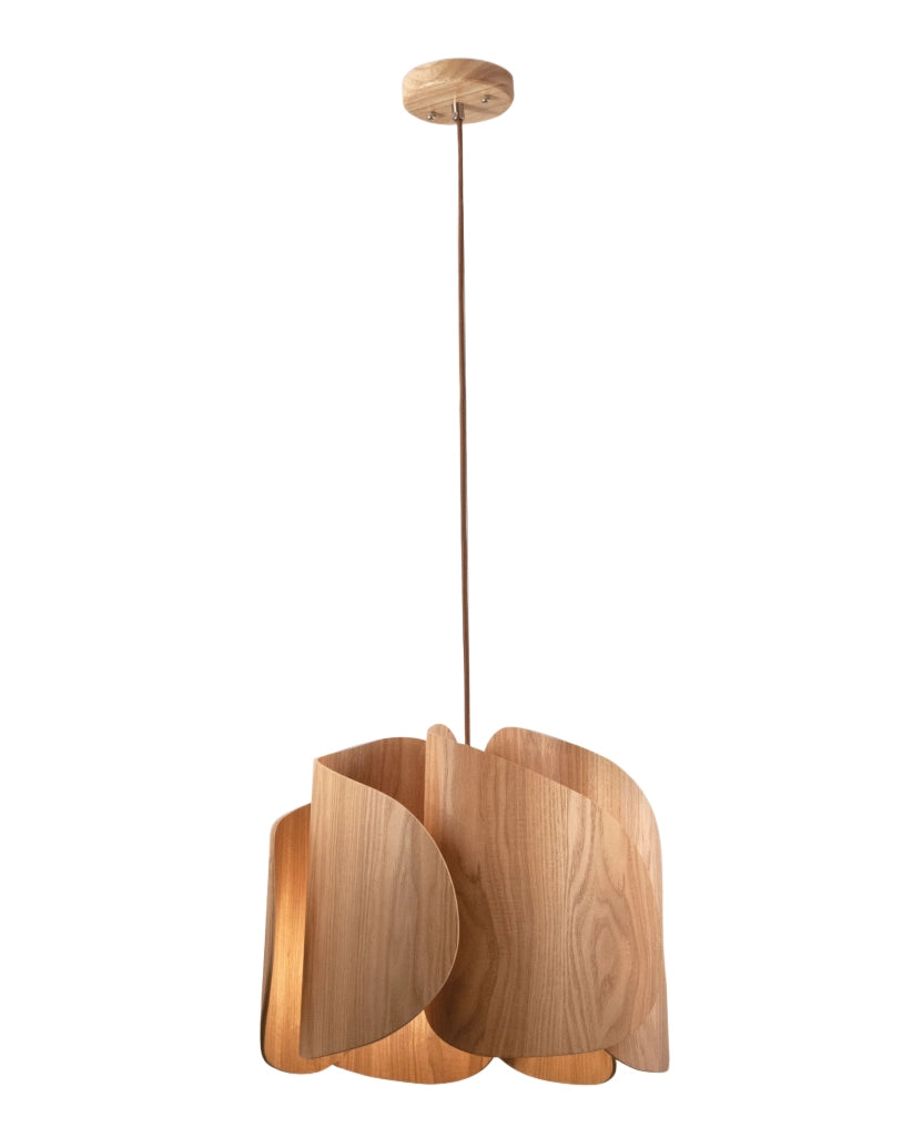 Lampada a Sospensione Pevero in Frassino e Metallo, design moderno, attacco E27, ideale per illuminazione d'interni, diametro 420mm