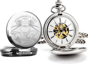 Regalo Primo Sacramento - Orologio meccanico inciso con catena e scatola di presentazione - Argento