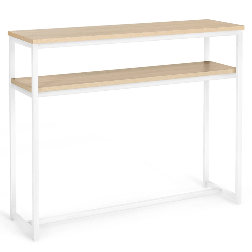 IDMarket - Consolle doppia DETROIT design industriale legno e metallo bianco