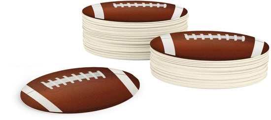 Sostegni per bicchieri da calcio | Sostegni per American football (50 pezzi) in cartone (diametro 10cm) | Decorazione da tavola NFL per il Super Bowl
