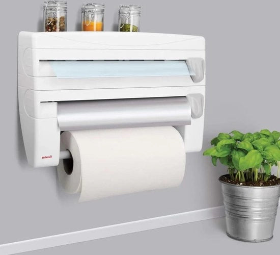 Dispensatore da cucina 4-in-1 - bianco - 39 x 10 x 25 cm - facile da utilizzare