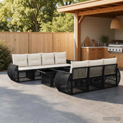 Set Divano da Giardino 8 pz Nero e Bianco Crema polyrattan 3436906