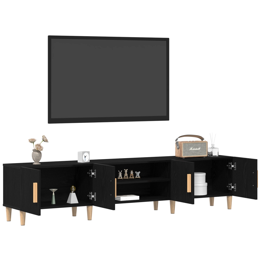 Mobile TV  Nero Rovere 180x31,5x40 cm Legno ingegnerizzato