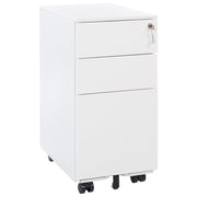 Armadietto mobile contenitore in metallo bianco con 3 cassetti con serratura a chiave e ruote industriali moderno Home Office Garage
