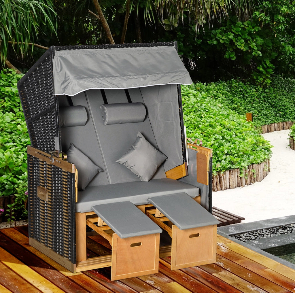 Strandkorb reclinabile 118x79x160 cm; grigio chiaro