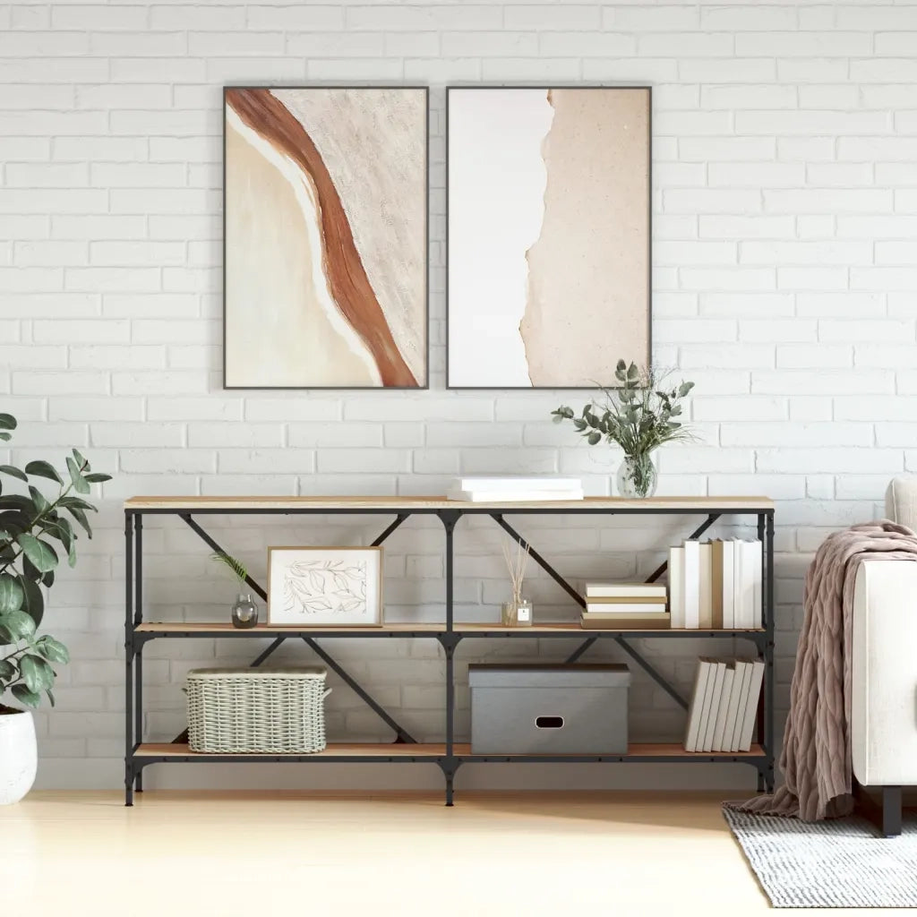 Tavolo Consolle Rovere Sonoma 160x30x75 cm Multistrato e Ferrocod mxl 78517