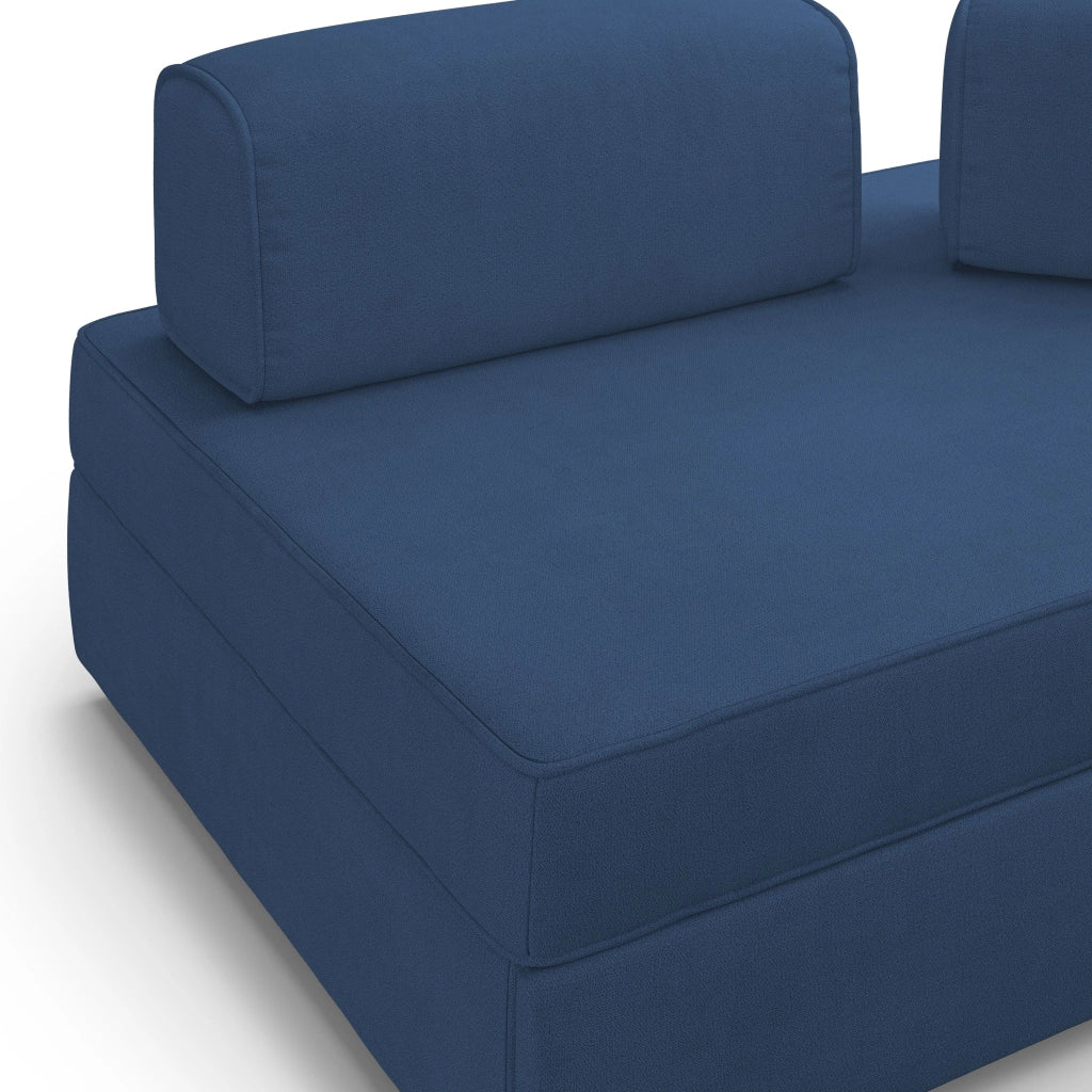 Liberty Divano con pouf estraibile e schienali movibili in tessuto morbido impermeabile T02 180 cm blu