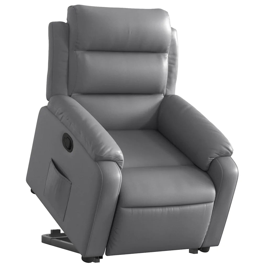 Poltrona Alzapersona Reclinabile Grigio in Similpelle 3205045