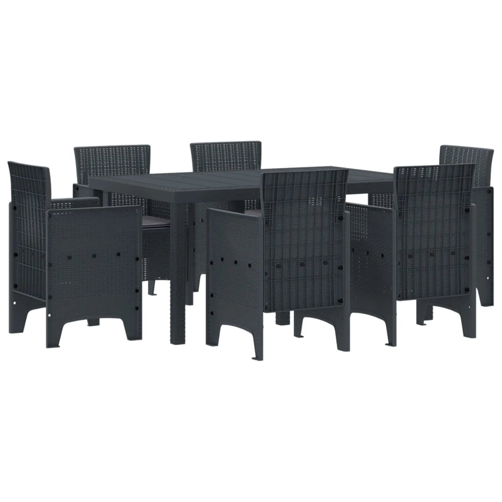 Set da Pranzo per Giardino 7 pcs Antracite Rattan Polt 3378555