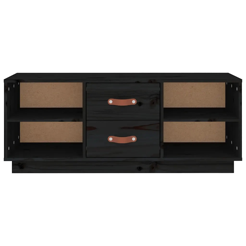 Mobile Porta TV-Mobile per TV-Credenza TV Nero 100x34x40 cm in Legno Massello di Pino