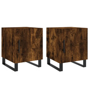 Set di 2 Comodini | Armadio da Notte | Mobiletto da notte Rovere Fumo 40x40x50 cm in Legno Multistrato