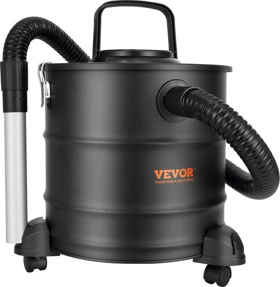 Aspiratore Elettrico - 1200W - Grande Capacità di 20 Litri - Sistema HEPA - Seringa Flessibile da 1,2 m - Multifunzionale per Camini Aperti - Pulizia della Corte e Altro - Incluso Tubo in Alluminio - Rulli e Filtro - Nero