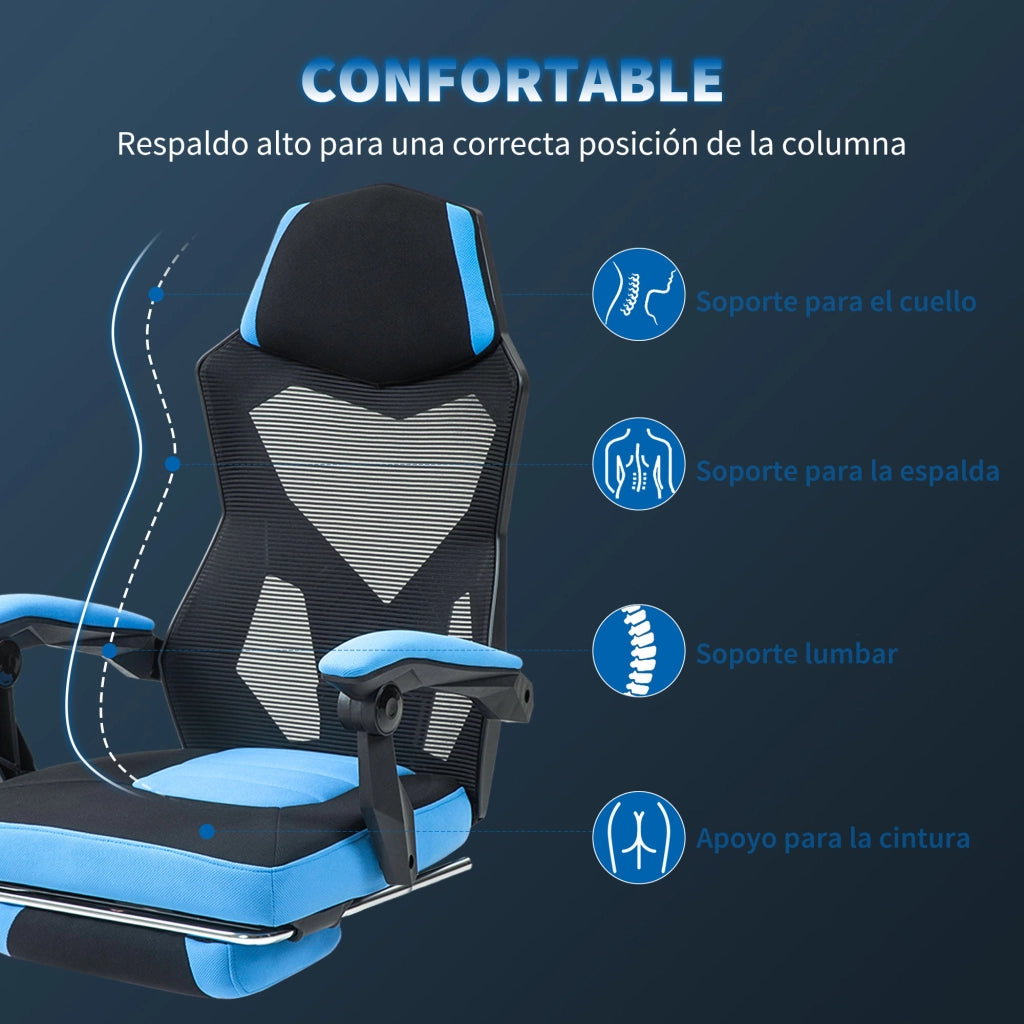 Sedia Gaming con Poggiapiedi ¨C Xylo ¨C Regolabile Schienale Reclinabile 135¡ã Blu e Nero