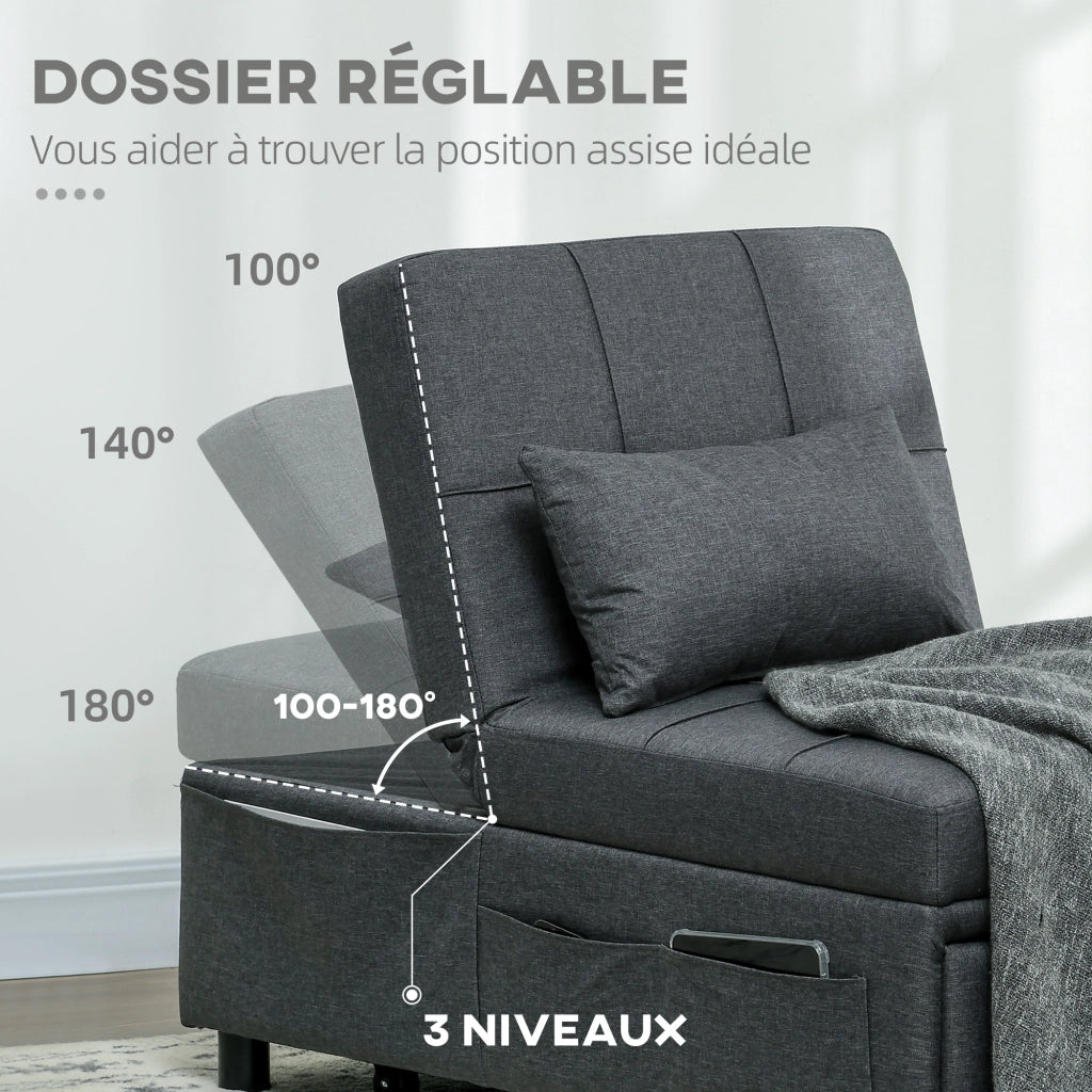 Poltrona letto regolabile con cuscino ¨C zephmum ¨C grigio