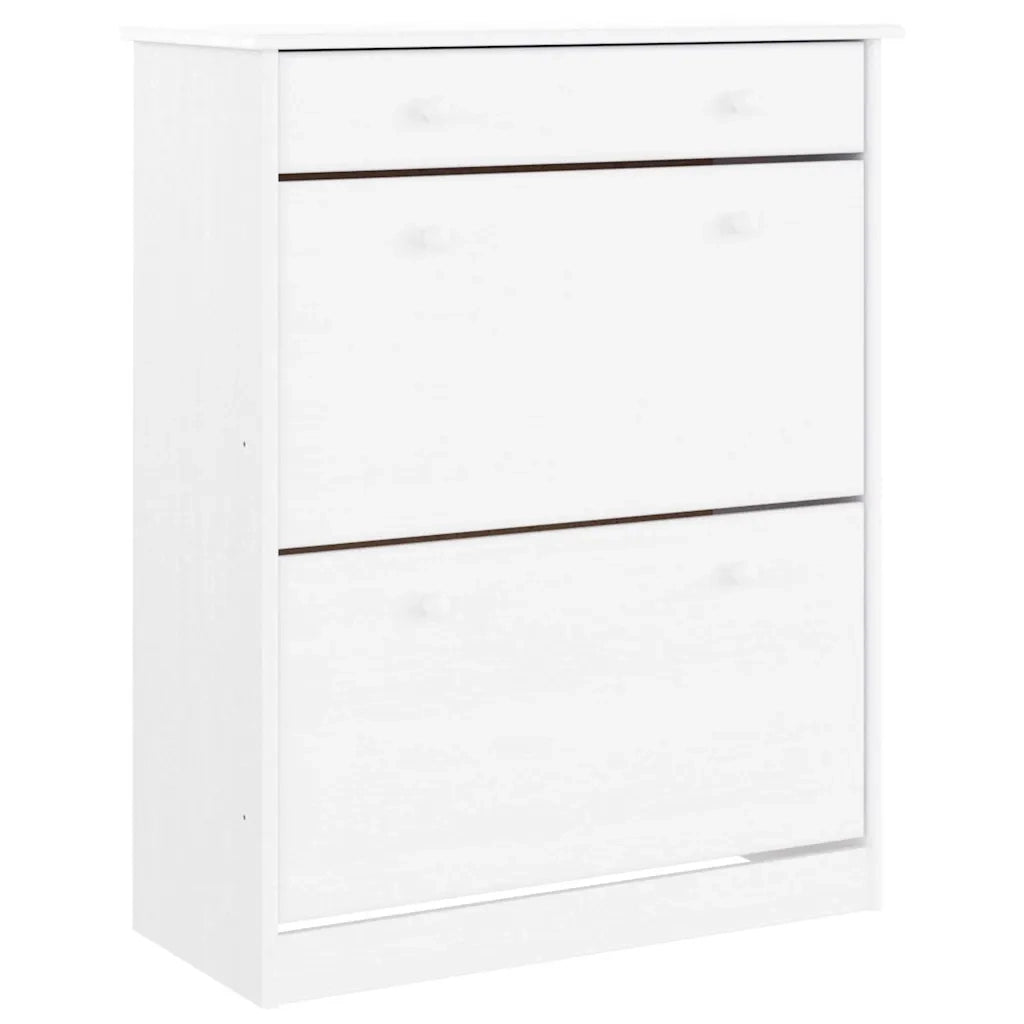Scarpiera-Scaffale per scarpe ALTA Bianca 77x35x96 cm in Legno Massello di Pino
