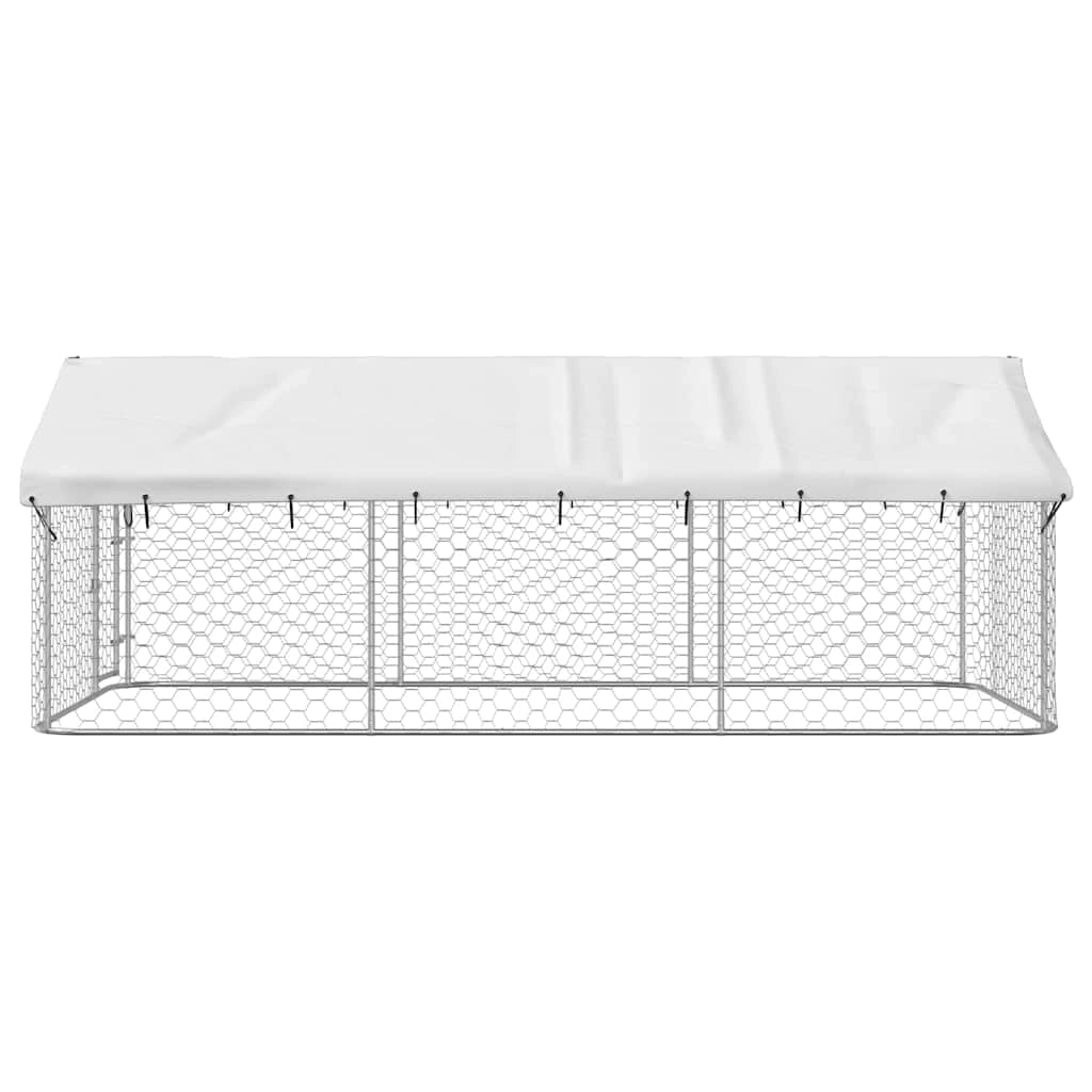 Gabbia/recinto per animali da esterno con tetto 400 x 200 x 150 cm Argento 02_0041910