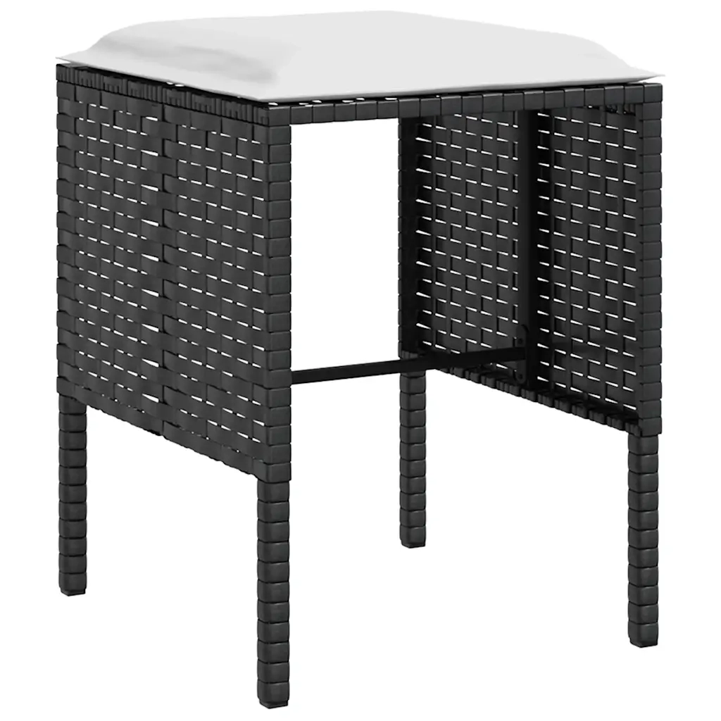 Set Divano a L con Cuscini 5 pz | Set Salotto da Giardino Nero in Polyrattan