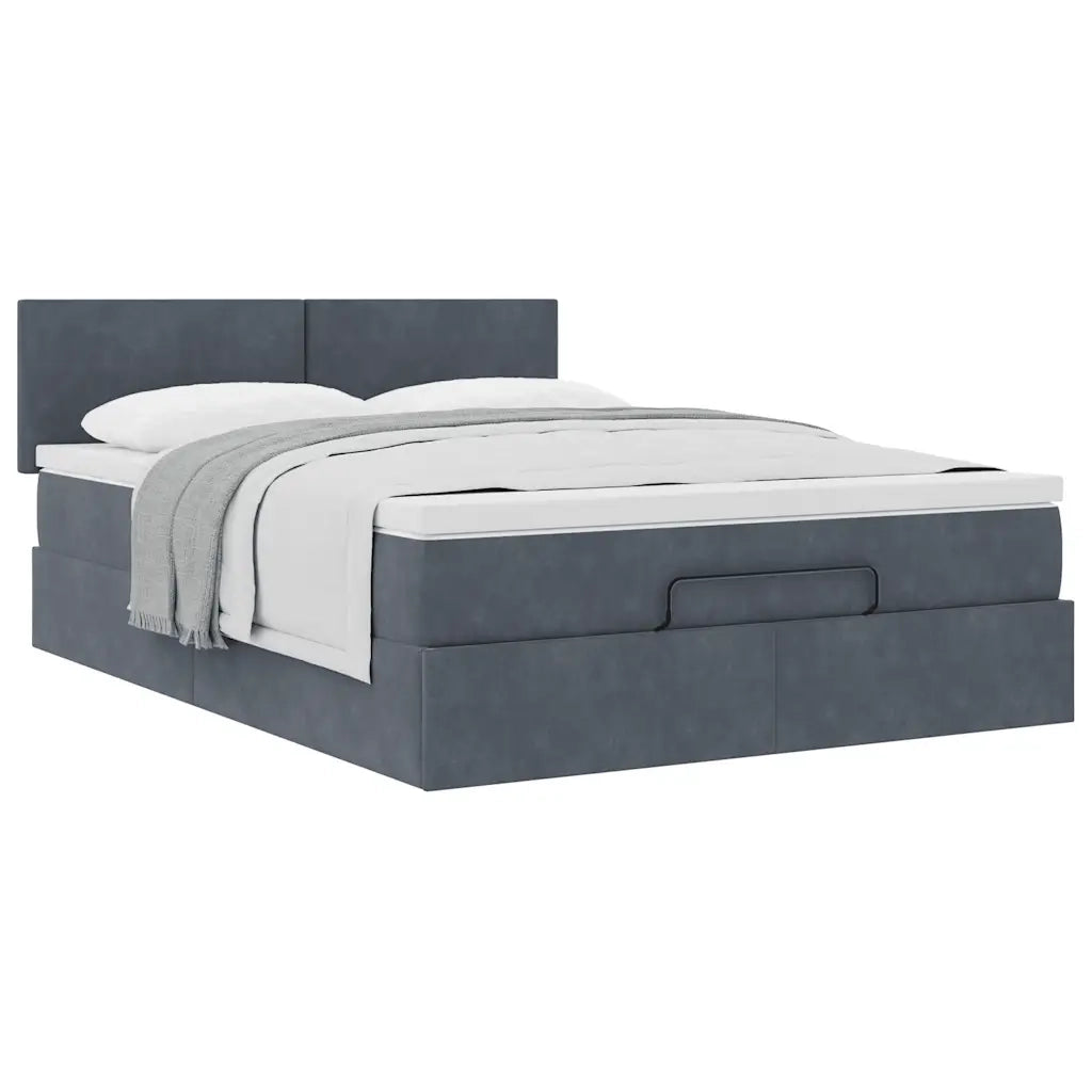 Struttura Letto Pouf con Materasso 140x200 cm in Velluto 3311706