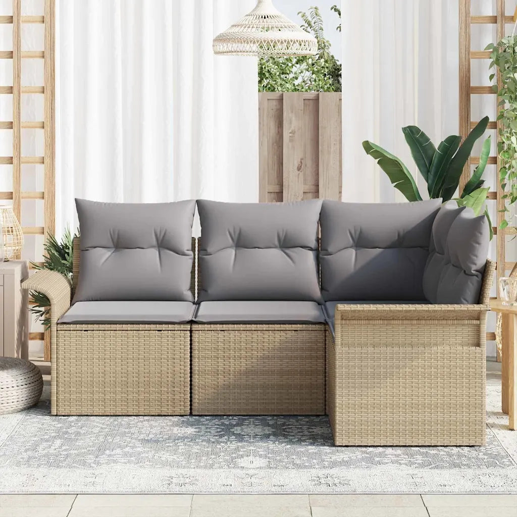 Set Divano da Giardino con archiviazione 4 pcs Beige polyrattan 3354009