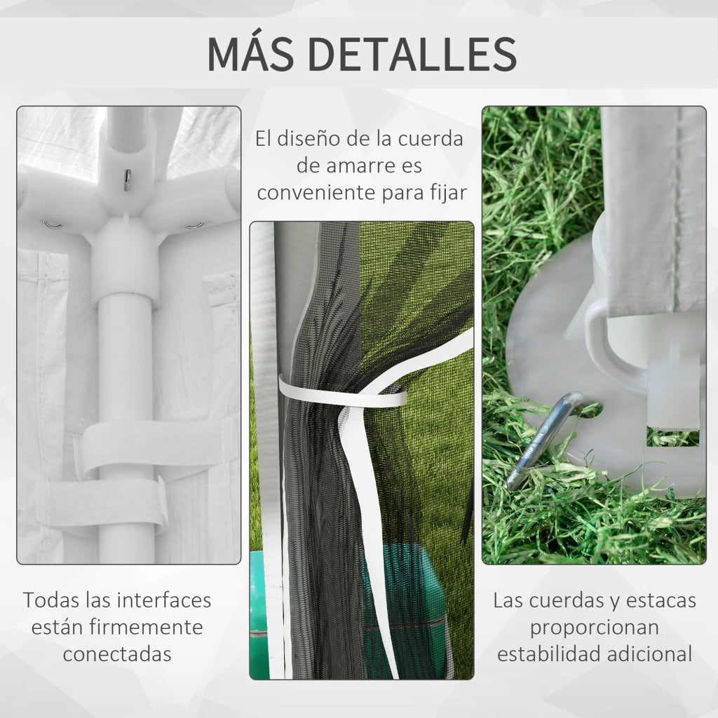 Gazebo da Giardino 4x3m ¨C Xylo ¨C con 4 Zanzariere Laterali e 2 Porte Bianco Nero