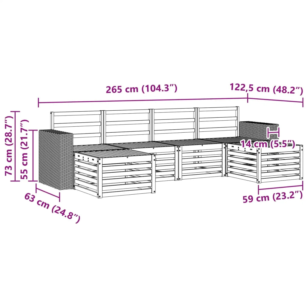 Set divani 6 pcs Naturale Legno di Acacia Massello 3384690