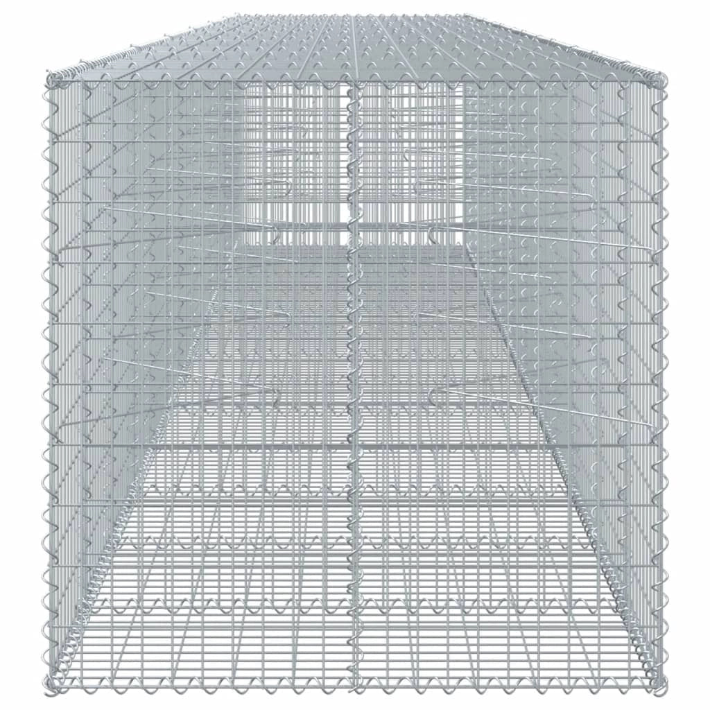 Gabbione recinto a gabbia muro di contenimento con coperchio 650 x 100 x 100 cm ferro zincato argento 02_0040187