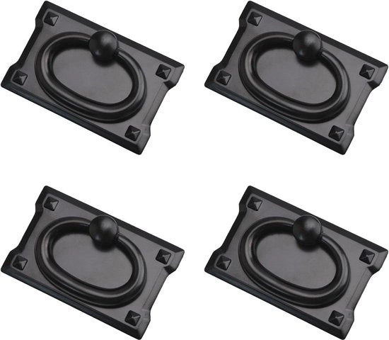 Lavatrice a Maniglia con Maniglie in Acciaio Inox con Viti e Ganci a Perno per Cucina con 4 Pezzi in Acciaio Nero