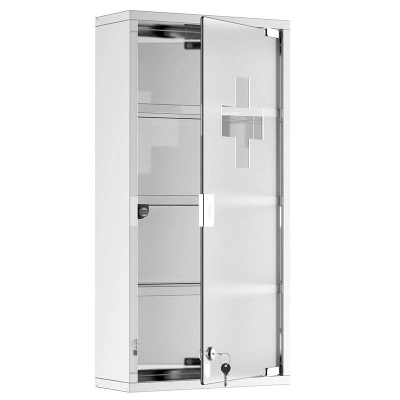 CASSETTA PORTA MEDICINALI CON 4 RIPIANI IN ACCIAIO  30X12X60 CM BIANCA