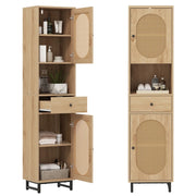 Mobiletto alto da bagno 40 x 30 x 170 cm grande capienza stile contemporaneo rattan naturale 20_0017429