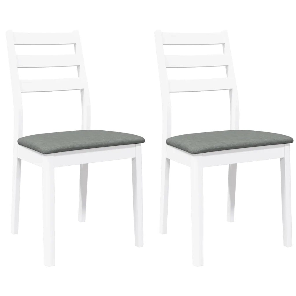 Sedie da Pranzo con Cuscini 2 pz Bianco Legno Massello di Hevea