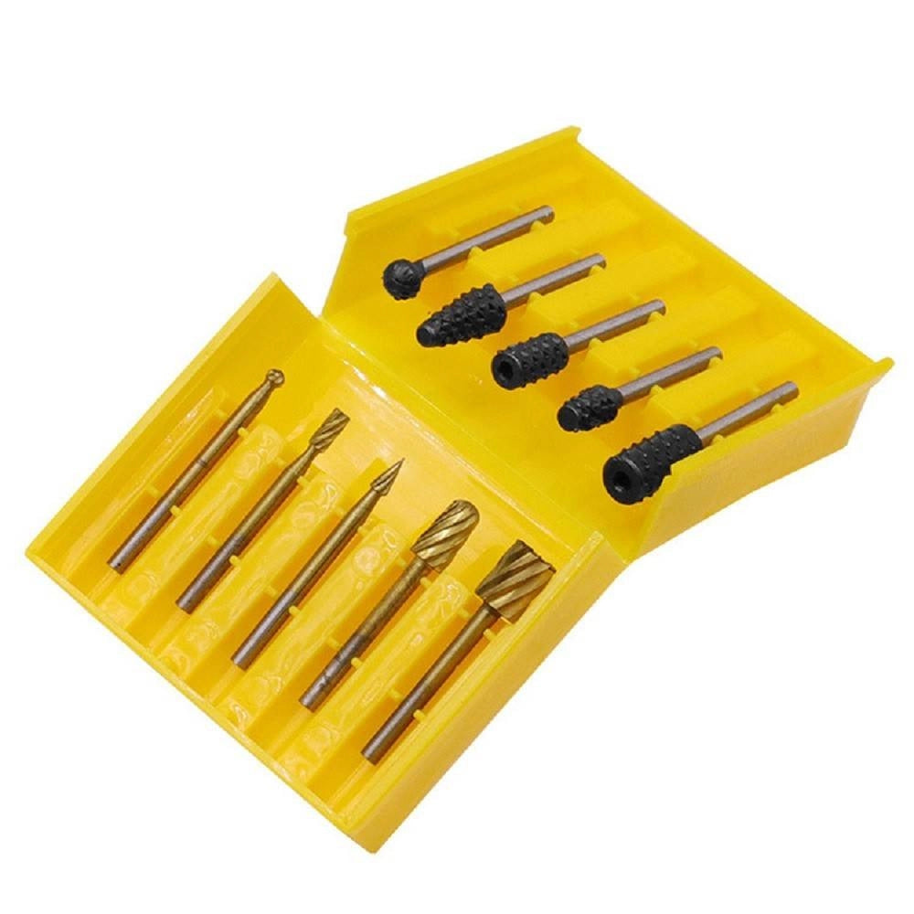 Trade Shop - Set 10 Mini Frese Raspe In Acciaio Per Lavorazione Rifinitura Legno Codolo 3 Mm -