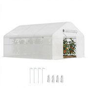 Serra da giardino tunnel 4x3x2m ¨C zephmum ¨C bianco con porte a rullo e finestre