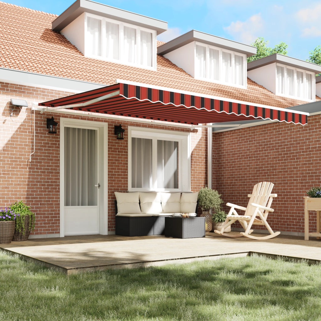 Tenda Retrattile Manuale con LED Arancione e Marrone 400x350 cm