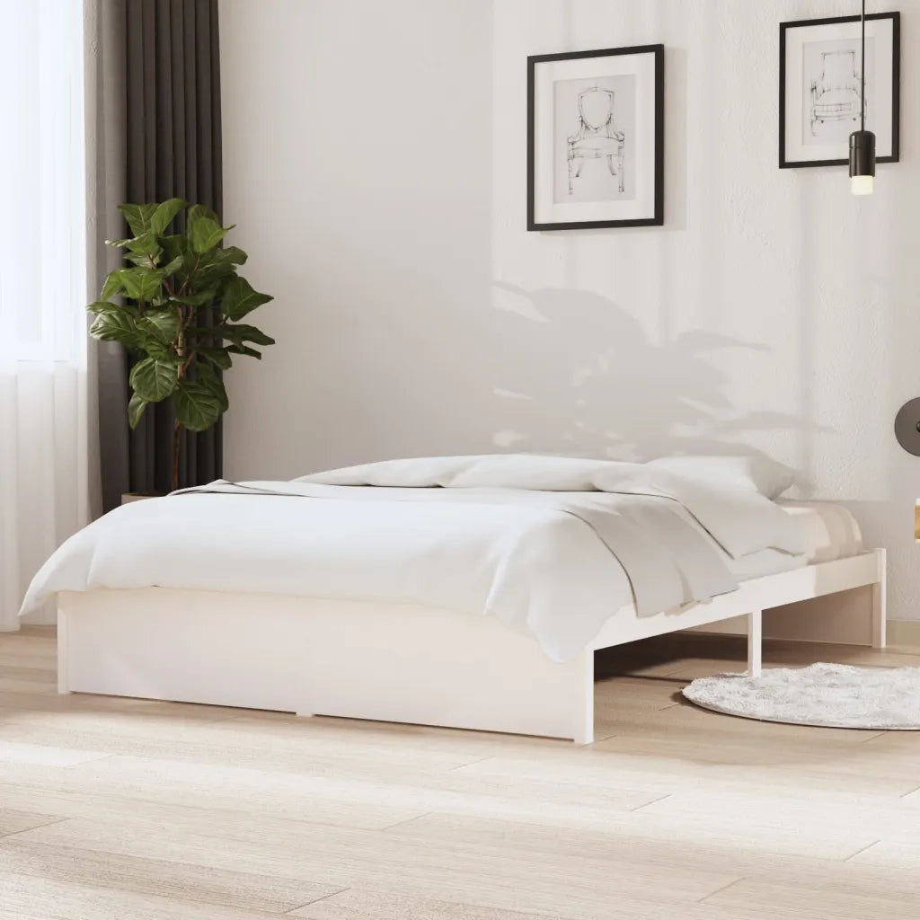 Giroletto-Struttura Letto Bianco in Legno Massello 140x190 cm 618657