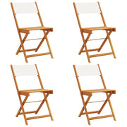 Sedie da Giardino Pieghevoli 4 pz | Sedie da Esterno Bianco Crema Tessuto e Legno