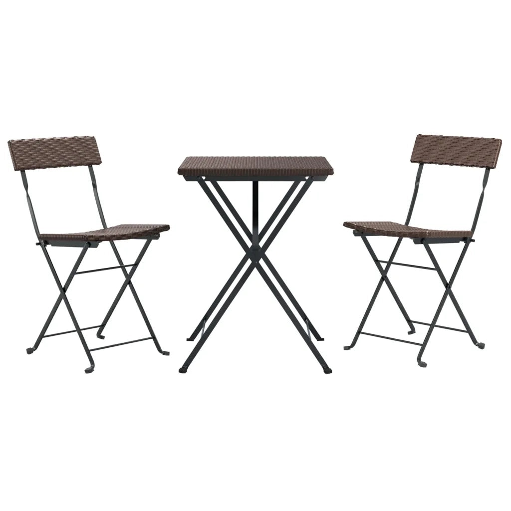 Set Pieghevole da Bistr¨° 3 pz | Set Salotto da Giardino Marrone in Polyrattan