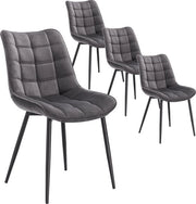 Set di sedie da pranzo da 4 pezzi - Sedie da pranzo - 4 pezzi - Set di sedie da 4 - Moderno - Sedie - Grigio scuro - Velluto