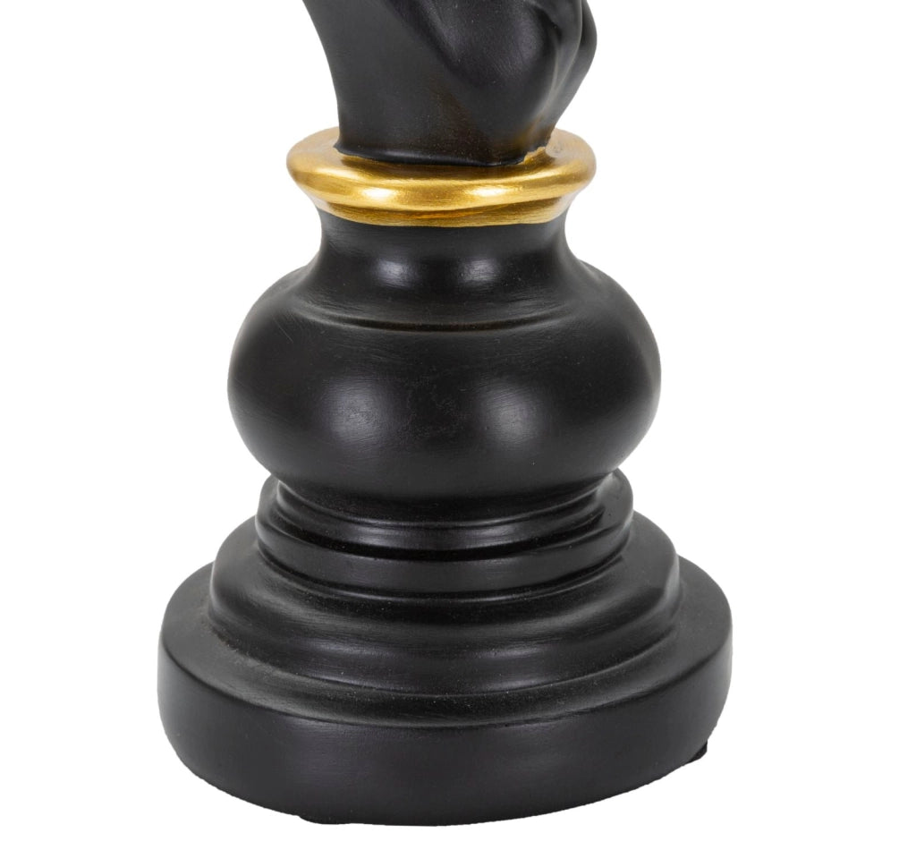 Cavallo da Scacchi 14x27x11 cm in Poliresina Nero/Oro