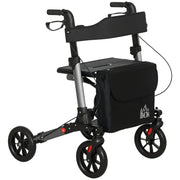 Deambulatore Pieghevole in Allumino ad Altezza Regolabile con Borsa, 64x67x80-92 cm, Nero e Argento