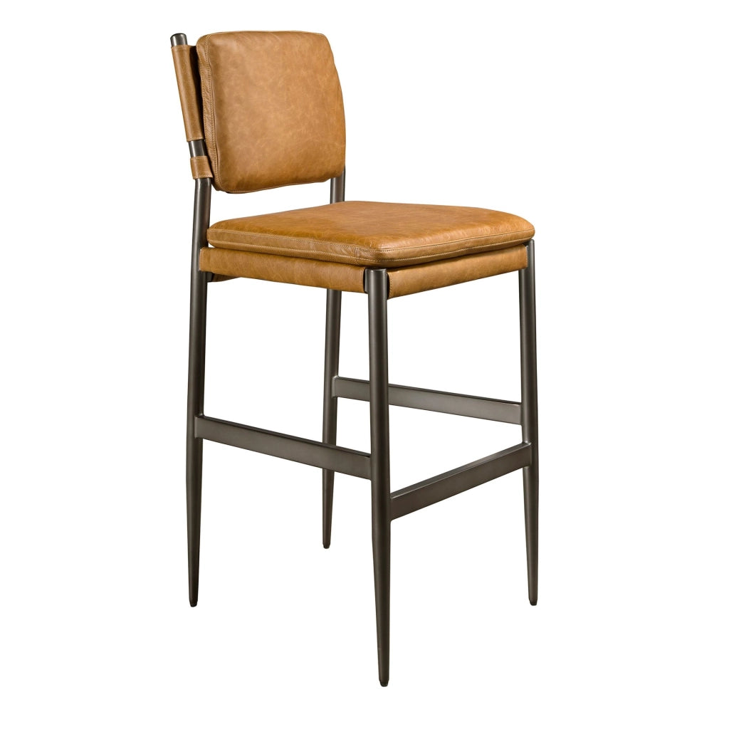 Sgabello in pelle marrone