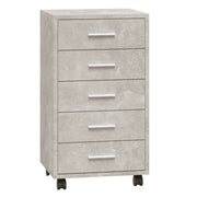 Mobiletto a cassetti moderno con rotelle 33 x 38 x 63 cm pratico e versatile in legno composito grigio cemento 02_0047077