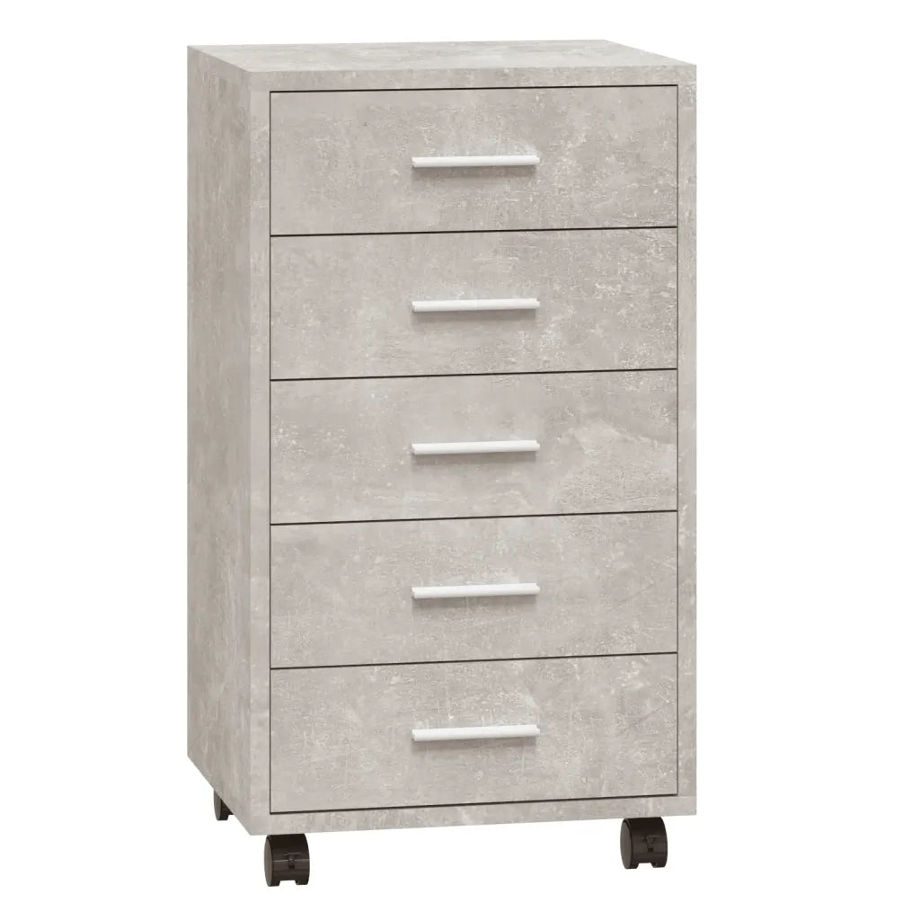 Mobiletto a cassetti moderno con rotelle 33 x 38 x 63 cm pratico e versatile in legno composito grigio cemento 02_0047077