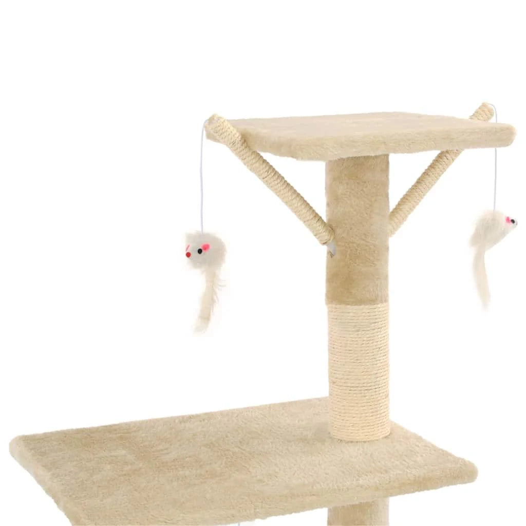 Tiragraffi albero per gatti cuccia per gatti giocattolo peluche sisal 138 cm beige 3702038