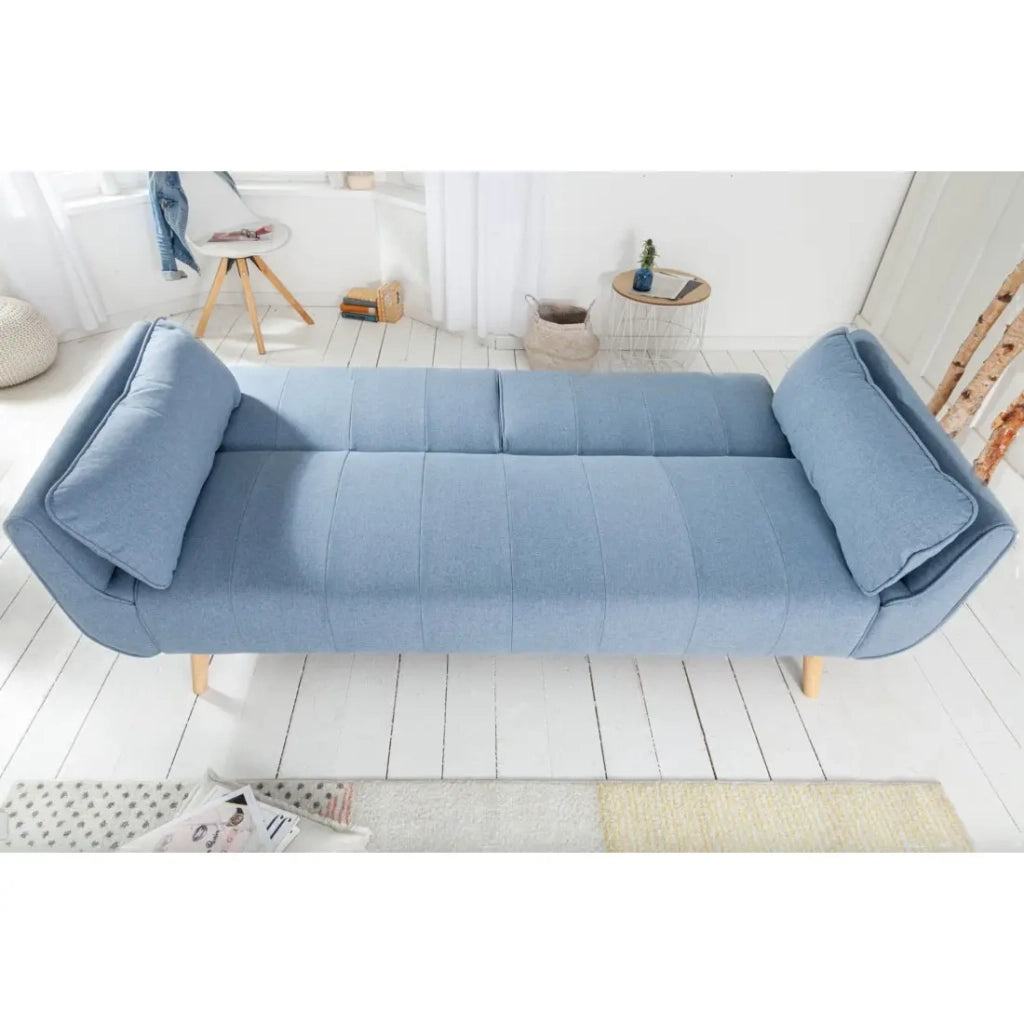 Divano dritto DANNA azzurro chiaro – Divano scandinavo trasformabile in tessuto