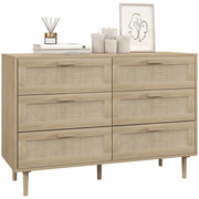 Cassettiera 6 Cassetti in Legno e Rattan ¨C zephmum ¨C 110x40x75 cm