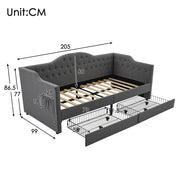 Letto a sedia con cassetti - Xylo - 90x190 cm - Grigio - USB Type C