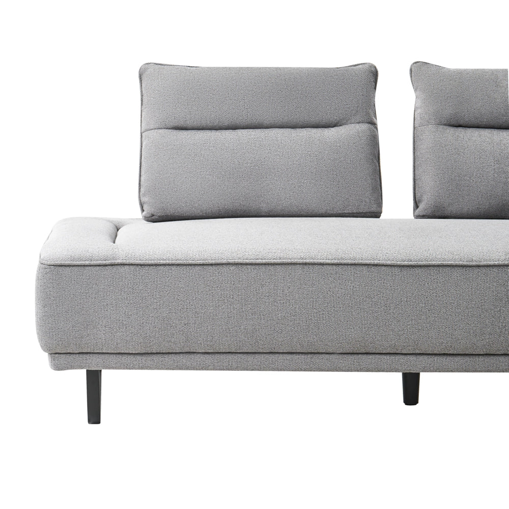 Divano a 3 posti in tessuto Divano grigio Gambe in ferro Tessuto intrecciato Schienale regolabile Moderno