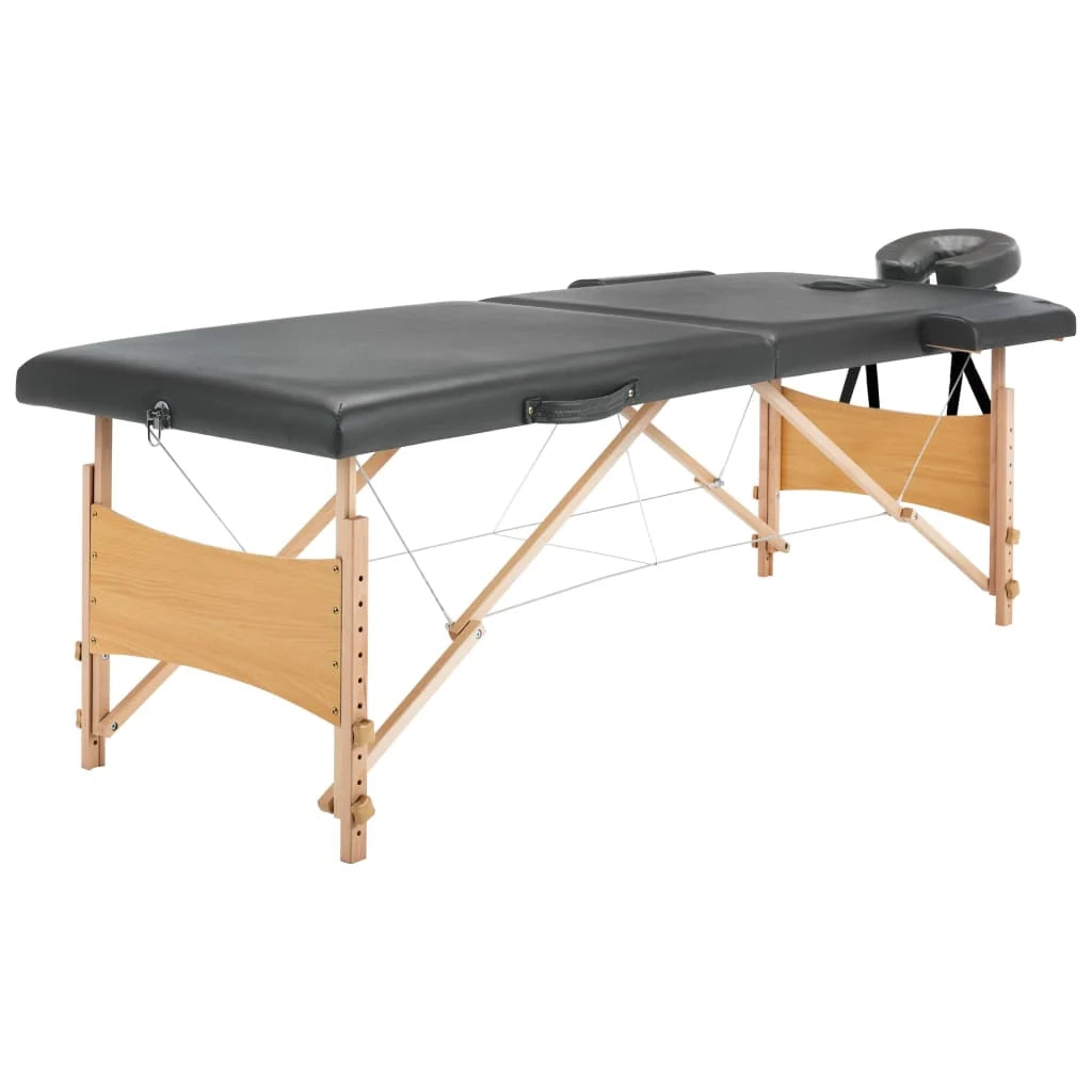 Lettino da massaggio a 2 zone struttura in legno 186 x 68 cm grigio antracite 02_0001800