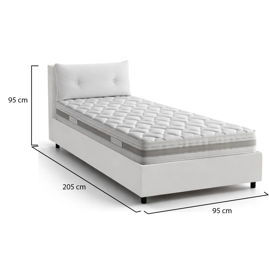 Arcisate, Letto Singolo Materasso Incluso Made in Italy, Bianco